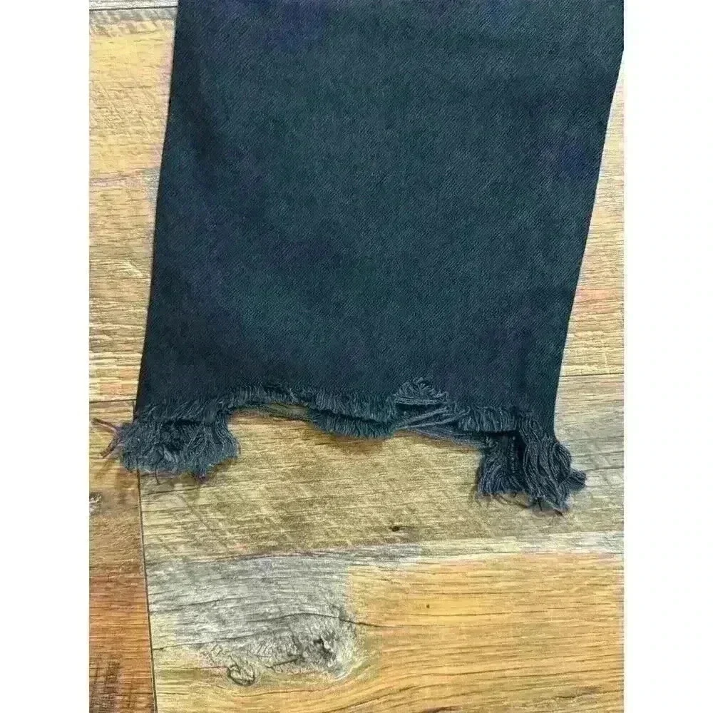 FREE‎ PEOPLE Maggie Mid Rise Straight -Leg Jeans In Washed Black SIZE 27